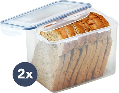 Lock&Lock Brooddoos - Brood Bewaardoos - Set 2 stuks - Luchtdicht - BPA vrij - PFAS vrij - Broodbak - Broodtrommel - Bewaardoos met deksel - Vershoudbakjes - Diepvriesbakjes - Diepvriesdozen - Bewaarbakjes - 3,9 liter - Transparant