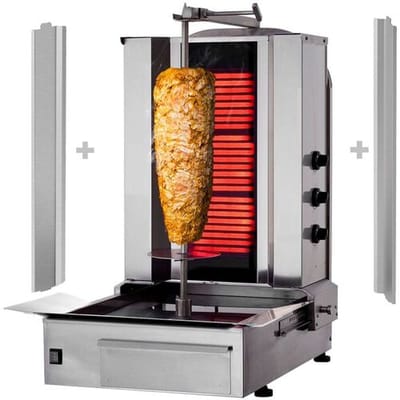 GGM Gastro Elektro Gyros-/ Dönergrill - 3 Brenner - max. 40 kg - inkl. 2 Flügeltüren