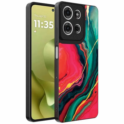 Geschikt voor Motorola Moto G86 Telefoonhoesje met Rood Groen Marmer Opdruk - TPU Backcover Case Red Green Marble Design - Smartphonica geschikt voor Motorola Moto G86