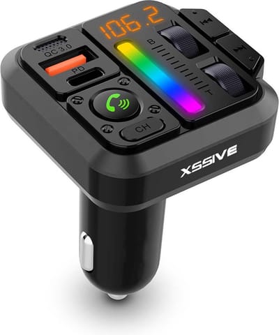 Xssive Bluetooth FM Transmitter Draadloos - Carktit met 20W USB C Powerdelivery en Quick Charge oplader - Auto Handsfree Bellen - Ingebouwde Microfoon met Ruisonderdrukking - Carkit draadloos