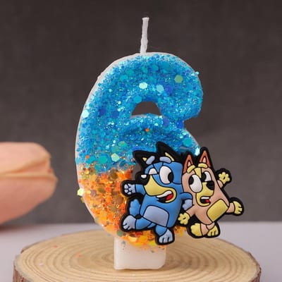 Bluey Bingo Anime Kaars Schattig 3D 0-9 Cijfer Cartoonfiguur Feesttaart Stekker Verjaardagsdatum Taartdecoratie Cadeau
