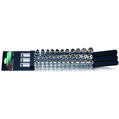 Zeskant doppenset TOPTUL 1/4 inch, 3/8 inch, 1/2 inch 6-kant 37 Stuk