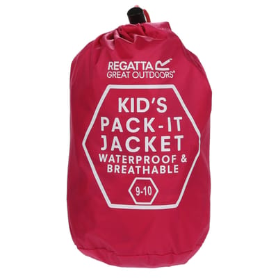 Regatta Groot Buitenshuis Kinderen/Kinderen Pakket It Jasje III Waterdichte Packaway Zwart (Cabaret)