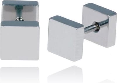 LGT Jewels Stud oorbellen Square Zilverkleurig 6mm