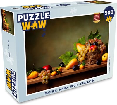 Puzzel Rustiek - Mand - Fruit - Stilleven - Legpuzzel - Puzzel 500 stukjes
