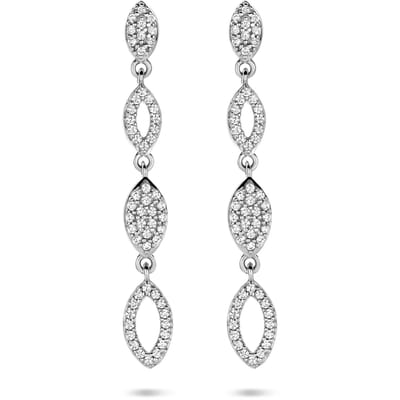 Zilveren gerhodineerde oorhangers zirkonia 39 mm - 1340975