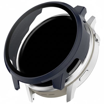 Watch case screenprotector - geschikt voor Garmin Venu 4 45mm - hoesje - gehard glas - volledige bescherming - donkerblauw
