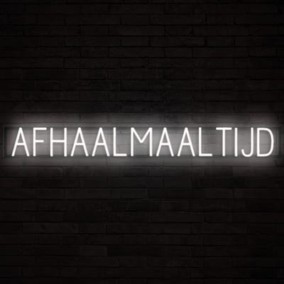 AFHAALMAALTIJD - Lichtreclame Neon LED bord verlicht | SpellBrite | 132,37 x 16 cm | 6 Dimstanden & 8 Lichtanimaties | Reclamebord neon verlichting