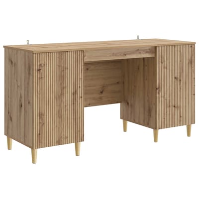 vidaXL - Bureau - Artisanaal - eiken - Bewerkt - hout - 142,5 - x - 50 - x - 75 - cm