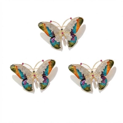 Multikleur vlinder broche met kristal uitstraling – broche dames – decoratieve spelden set van 3 stuks met vlindervorm, glanzende afwerking en meerkleurig patroon