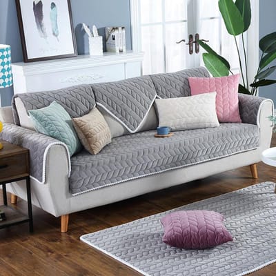 Sofa Protector Cover voor Woonkamer Effen Effen Stretch Sofa Kussen Mat Bankhoezen Dikker Pluche Stoel Bank Handdoek Home Decor 70*70cm lichtgrijze kleur