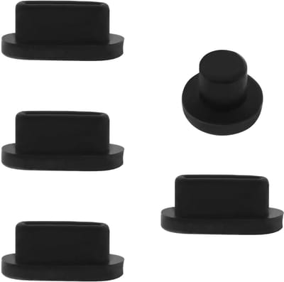 Dailygoody - Stofstekkers - 5 Stuks - Siliconen - Zwart - Compatibel met MacBook Air en Pro - Bescherming tegen stof en vuil
