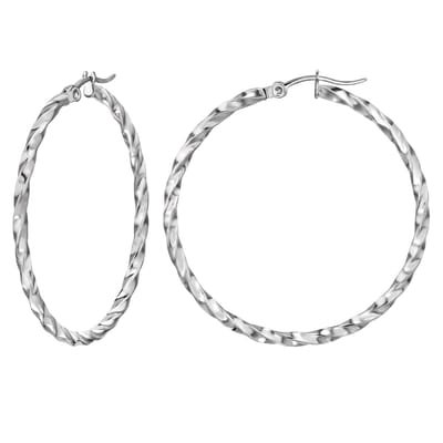 Zilver kleurige stainless steel 40MM twisted oorringen | dames oorbellen | chirurgisch staal | hypoallergeen | Zilverana | RVS