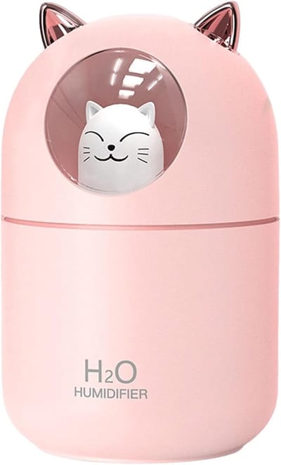 Luchtbevochtiger Kat Vorm - Essentiële Olie Diffuser - Frisse Lucht - Stille Werking - 300ml Tank - Roze