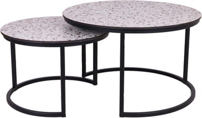 MaximaVida ronde salontafel set Lucca XL 75 en 58 cm - HPL terrazzo look