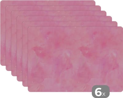 Placemat - Placemats kunststof - Waterverf - Patronen - Roze - Verf - 45x30 cm - 6 stuks - Hittebestendig - Anti-Slip - Onderlegger - Afneembaar
