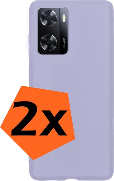 Hoes - 2 Stuks - Geschikt voor OPPO A57s - Sterk & Shockproof - Case Siliconen - Back Cover - Telefoon Hoes - Lila
