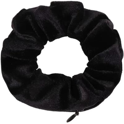 Portable Secret Safe Vue Chouchou de Cheveux Boîte de Rangement Chouchou à Cheveux avec Fermeture Éclair Cache Clé Argent Bijoux Pour Voyage Extérieur noir