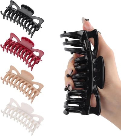 Set van 4 Comfortabele Klemmen voor Haar, Flexibele Claw Clips voor Dikke en Fijne Haartypes, Perfecte Haaraccessoires voor Diverse Stijlen