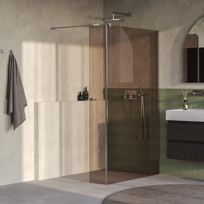 Brauer Oblivion - Inloopdouche - Brons Glas - 120 x 200 cm - met Zijwand 30 cm - incl. Glascoating - PVD RVS-Kleurig Geborsteld