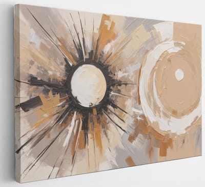 Saammp Canvas Schilderij - Beige - Vormen - Abstract - 30x20 - Foto op canvas - Wanddecoratie - Muurdecoratie Woonkamer - Slaapkamer decoratie - Canvas Print
