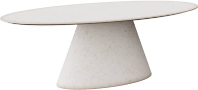 Goossens Stone Eettafel - Beton - 240 x 77 x 120 cm - Ovaal - wit