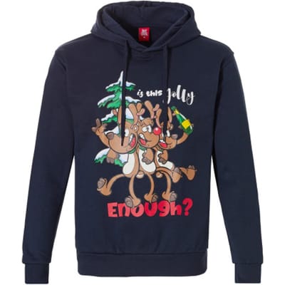 Heren Kersttrui Met Capuchon Kerst Print Blauw - Maat M