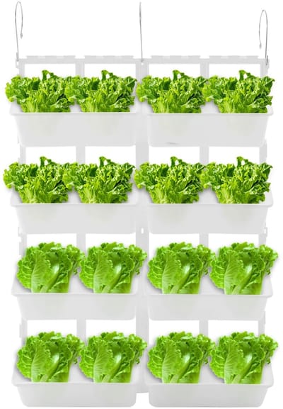 Geargalaxy Wandplantenbak - Plantenbak - Bloembak - Hangende Muurplantenbak - Verticale Plantenbak - Muurbloembak - 8 Stuks - Wit