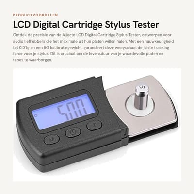 Allecto - LCD Digital Cartridge Stylus Tester - Precisie Weegschaal - 0.01g - Voor Platen - Met Kalibratiegewicht - Voor Audio Enthousiastelingen
