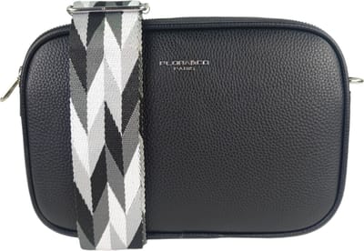 Flora&Co - Paris - Crossbody handtas - 3 vakken met rits - instelbare riem & fashion riem - zwart