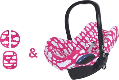 Maxi Cosi hoes met gordelbeschermers set – geschikt voor CabrioFix, Pebble, Citi, Rock – autostoelhoes groep 0+ – roze katoen – baby cadeau – Wallabiezzz