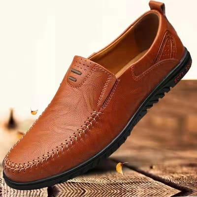 Heren Mocassins Slip-on Business Casual Leren Schoenen Driving Loafers Handgestikte Platte Schoenen 44 bruin