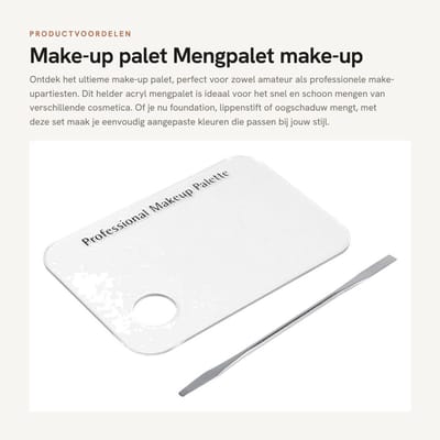 Dailygoods- Make-up Mengpalet 15x10 cm - Roestvrij Stalen Spatel - Herbruikbaar - Cosmetische Toepassingen - Geschikt voor Foundation en Oogschaduw - Make-uppalet