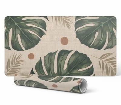 Antislip muis- en toetsenbordmat met tropische bladeren, 100x50 cm