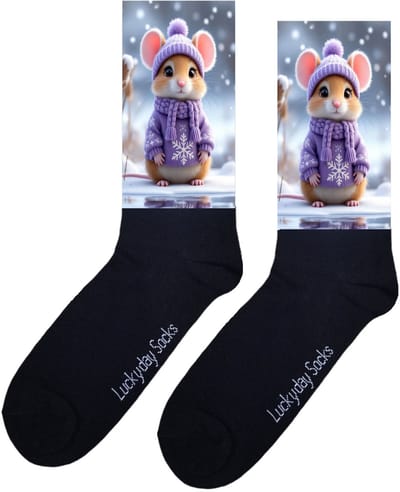 Muis - Opkikker - Grappige sokken - Valentijns cadeau - Verjaardag cadeau - Sint cadeau - Leuke sokken - Sneeuw - Natuur - Vrolijke sokken - Cadeautje - Grappige cadeau - Kerstsokken - Vaderdag - Moederdag - Socks maken Happy - 37-44