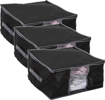 5Five Dekbed/kussen opberghoes - 3x - zwart - vacuumzak - 40 x 40 x 25 cm - Dekbedhoes - Beschermhoes