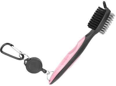 Dailygoods - Golf Club Reinigingsborstel - Multifunctionele Borstel - Nylon en staal - Rosa - Reinigingsgereedschap - Geschikt voor clubs en schoenen...
