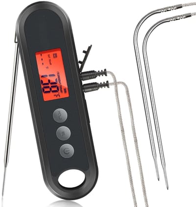 QIN® Thermometer Koken - Thermometer Bbq - Thermometer Vlees - Zwart - 22cm x 10cm x 5cm