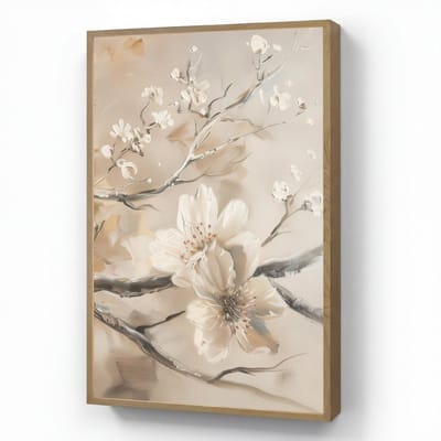 Wandlamp 60x90 cm - Oplaadbaar - Bloemen - Natuur - Wit - Bloesem - Abstract - Wandlampen binnen woonkamer - Slaapkamer lamp - Decoratieve nachtlamp - Vloerlamp draadloos