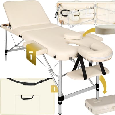 Massagetafel 3 Zones - Behandeltafel met Draagtas - 5 cm Dikke Vulling - Aluminium Frame - 230kg Draagvermogen - Diverse Kleuren en Afmetingen