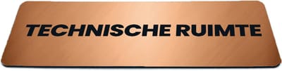 Deurbordje Brons/Koper-look met tekst technische ruimte - Formaat 150 x 50 mm x 1,6 mm - Zelfklevend | Luxe uitstraling | Geborstelde Koper/Brons toplaag | Gratis Verzending | Decoporta