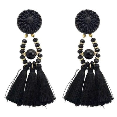 Fako Bijoux® - Oorbellen - Kwast - Boho - Zwart