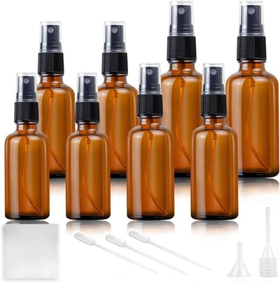 Set van 3 Amber Glazen Sprayflessen van 20/30/50ml - Lege Flessen voor Water, Alcohol en Cosmetica met Druppelaars