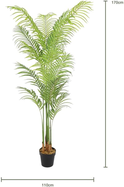 Kunst Arecapalm 170 cm – Extra Volle Tropische Palm – In Pot – Groene Binnenplant