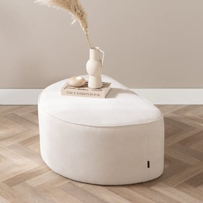 Bronx71® Hocker Neso halve maan stof gemêleerd beige