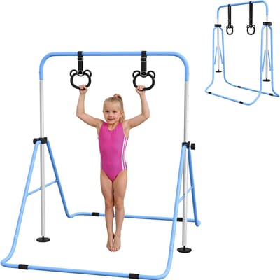 HOMCOM kindergymnastiekstang, horizontale stang, verstelbare hoogte, opvouwbare gymnastiekuitrusting 88 cm met