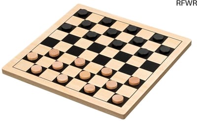 RFWR® Damset 26 cm voor 2 spelers - Speelbord en speelstenen van berkenhout