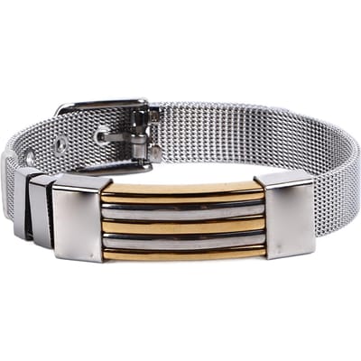Heren Stalen Mesh Gesp Armband Roestvrij Staal Verstelbare Streep Armband Mode Sieraden Verticaal gray