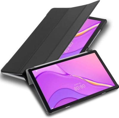 Cadorabo Tablet Hoesje geschikt voor Huawei MatePad T 10 (9.7 Zoll) / T 10s (10.1 Zoll) in SATIJN ZWART - Ultra dun beschermend geval ZONDER automatische Wake Up en Stand functie Book Case Cover Etui