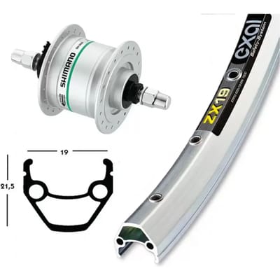 Exal Zx19 Dynamo Shimano Dh3n31 26´´ Voorwiel Zilver 9 x 100 mm